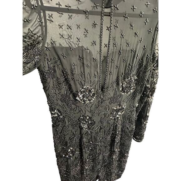 Vintage Black Tie Oleg Cassini black beaded classic timeless cocktail dress sz 8 - Picture 2 of 16
